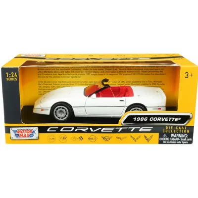 Motormax 73298w-rd - 1986 Chevrolet Corvette C4 Convertible White with Red Interi