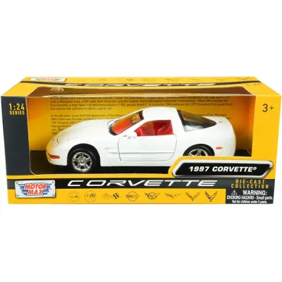 Motormax 73210w-rd - 1997 Chevrolet Corvette C5 Coupe White with Red Interior His