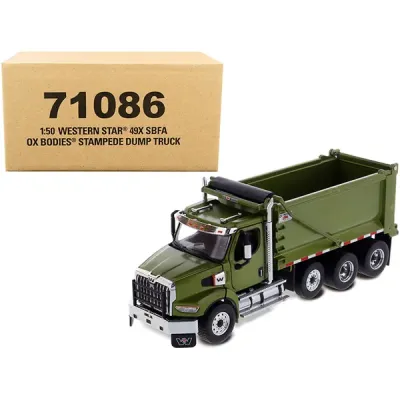 Diecast Masters DM71086 - Western Star 49X SBFA OX Bodies Stampede Dump Truck Olive Gr