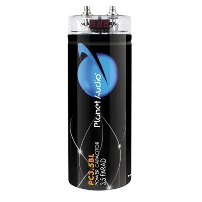 PLANET AUDIO PCBLK35 - Planet 3.5 Farad Capacitor Digital Volt Meter Black