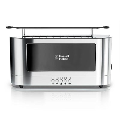 Russell Hobbs TRL9300BKR - Russell Hobbs Stainless Steel 2 Slice Long Toaster with Blac