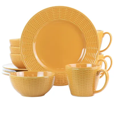 Gibson 130928.12 - Gibson Home Cairo Sunset 12-Piece Dinnerware Set - Orange