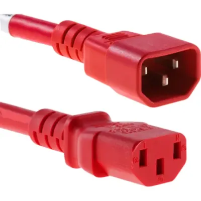 UNC GROUP LLC PWRC13C1402FRED - Red 2FT Power Cord C13 to C14, 18AWG, 10AMP, 250V