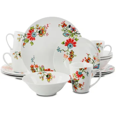Gibson 105976.16 - Gibson Home Doraville 16-Piece Floral Dinnerware Set
