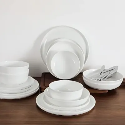 COMMERCIAL COOL TD16Y40W - Elegant White Coupe Dinnerware Set - 16 Pieces