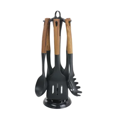 MegaChef MGNP-711 - Nylon Cooking Utensils Set with Wood Finish - 7 Pieces