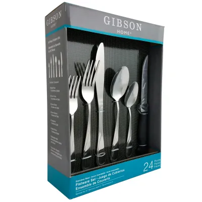 Gibson 39776.24 - Gibson Home Trillium Plus 24-Piece Flatware Set with Knives