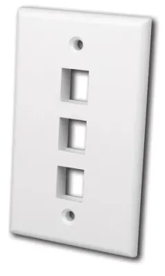 Vanco International 0002-0402 - Vanco MultiMedia Keystone Wall Plate - 3 Port, White