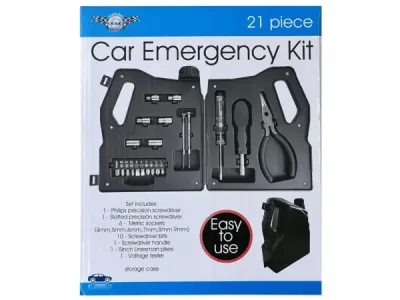 Bulk Buys KL897 - 21-Piece Emergency Tool Set in Oil Can Storage Case