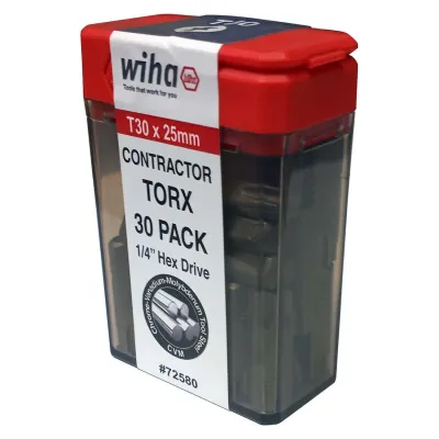 WIHA TOOLS LTD 72580 - Wiha T30 Torx Power Bits 25mm - 30 Piece Set