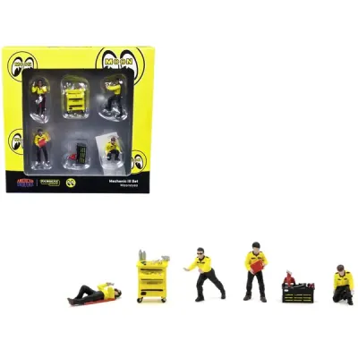 Tarmac Works T64F-004-ME1 - Mechanic III 6 Piece Diecast Figure Set (4 Figures and 2 Acc