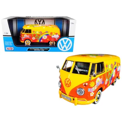 Motormax 79563 - Volkswagen Type 2 (T1) Delivery Van Flower Power 124 Diecast