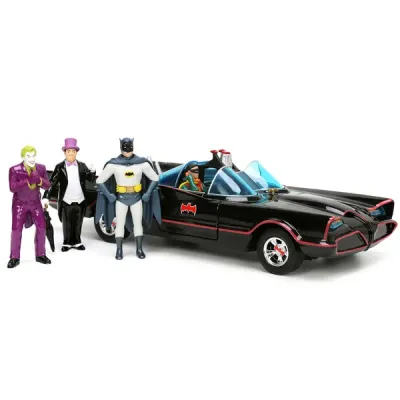 Jada Toys 33737 - 1966 Classic Batmobile with Diecast Batman The Joker The Pen