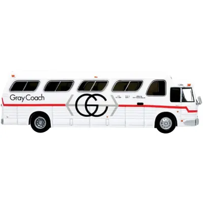 Iconic Replicas 87-0281 - 1966 GM PD4107 Buffalo Coach Bus Gray Coach Destination: Pea