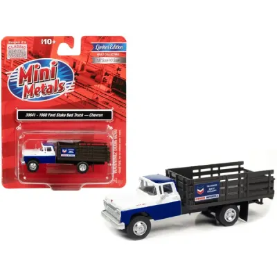 Classic Metal Works 30641 - 1960 Ford Stake Bed Truck Chevron Blue and White 187 (HO) Sc