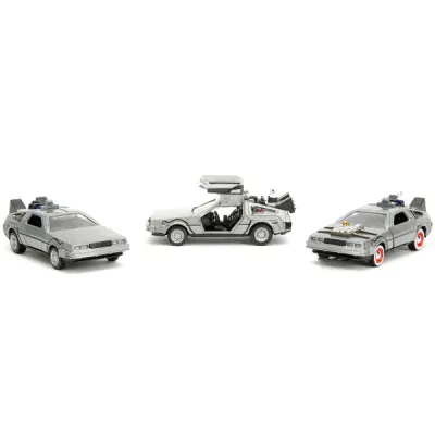 Jada Toys 33399 - Back to the Future Delorean Set of 3 pieces Hollywood Rides 