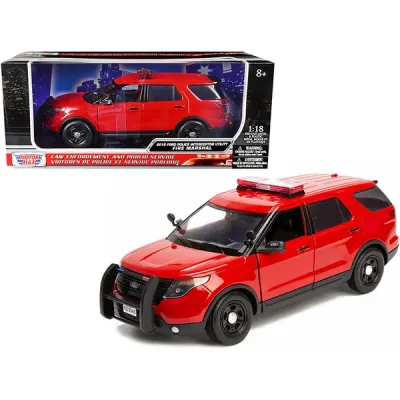 Motormax 73545 - 2015 Ford Police Interceptor Utility Fire Marshal Plain Red 