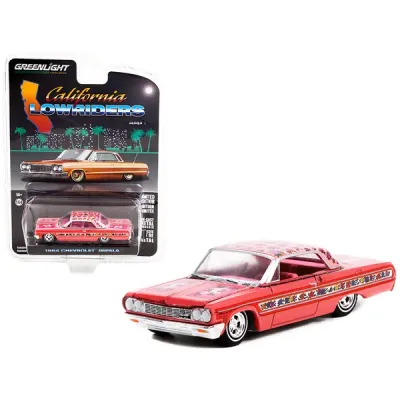 Greenlight 63010A - 1964 Chevrolet Impala Lowrider Pink Metallic with Rose Graph