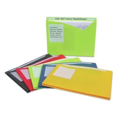 DIXON TICONDEROGA CO. CLI 63060 - C-Line Write-On Poly File Jackets - Assorted Colors, 11 X 8-