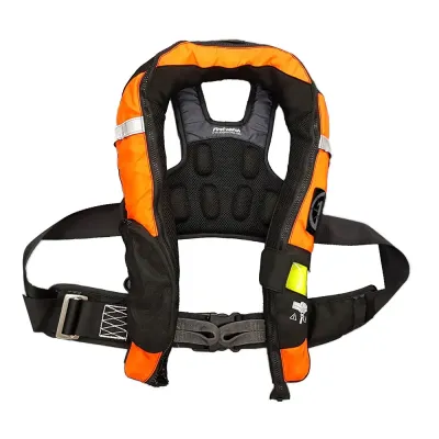 First Watch FW-40PROHA-OB - Hi-Vis Orange & Black Auto Inflatable PFD with Harness