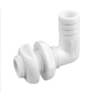 Attwood Marine 3879-3 - Attwood 90 Degree White Plastic Thru-Hull Connector 1-18