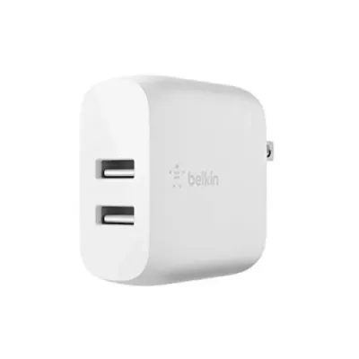 Belkin WCB002DQWH - BOOST CHARGE DUAL USB-A WALL CHARGER 24W, WHITE