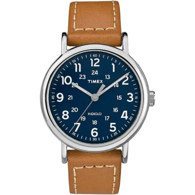 Timex TW2R425009J - Timex Weekender 40mm Mens Watch - Tan Leather Strap wBlue Di