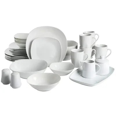 Gibson 129384.39R - Gibson Home Pearl Square Dinnerware Set - 39 Pieces