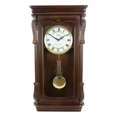 BEDFORD BED-9001C - Elegant Chiming Pendulum Wall Clock in Chestnut