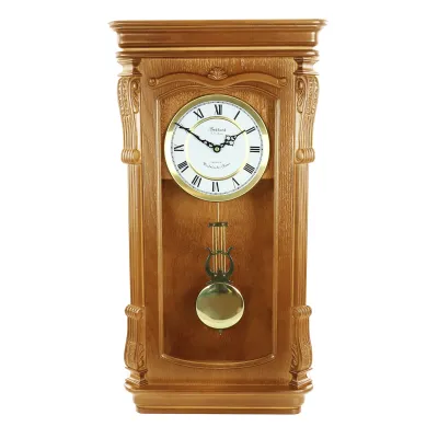 BEDFORD BED-9001O - Golden Oak Pendulum Wall Clock with Chimes
