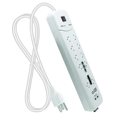 DIGITAL ENERGY DSS5-1021-WHT - 15FT 2USB HVY DTY SRG WHT