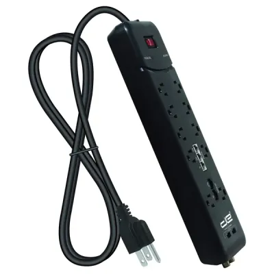 DIGITAL ENERGY DSS5-1034-BLK - 8FT 2USB HVY DTY SRG BLK