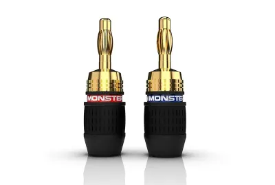Monster 0002-2080 - Quicklock Speaker Gold Banana Connector Plug 2 Pairs (2 Blac