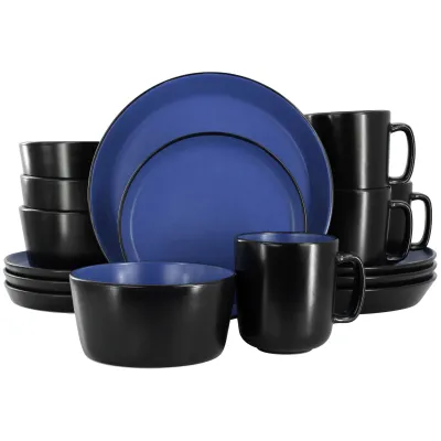ELAMA ELM-BACARRA-B - Elama Bacarra 16 Piece Stoneware Dinnerware Set in Two Tone 