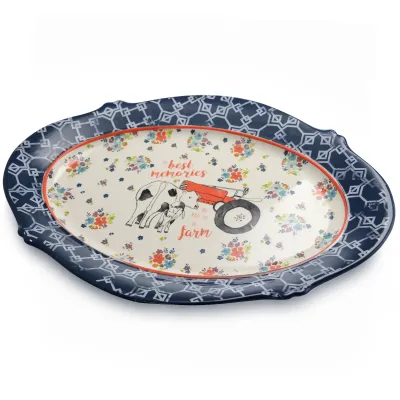 Urban Market 123276.01 - Life on the Farm 18.5 Oval Floral Ceramic Platter