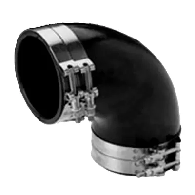 Trident Marine TRL-390-S/S - 3 ID Black Rubber 90-Degree Exhaust Elbow with Clamps