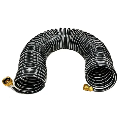 Trident Marine 167-25 - Trident Marine 25 Coiled Wash Down Hose with Brass Ends
