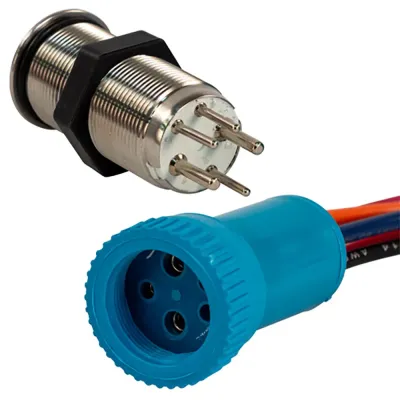 BlueWater 9057-1113-1 - 19mm LED Push Button Switch - Waterproof - BlueRed
