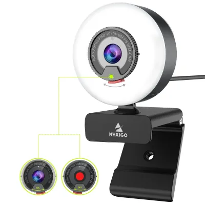 NEXIGHT INC. N960E - NEXIGO N960E 1080P 60FPS WEBCAM WITH RING LIGHT