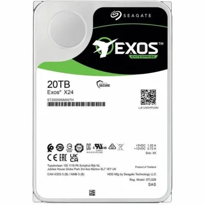SEAGATE ST20000NM007H - SEAGATE EXOS X24 20TB 7.2K 512E4KN SAS 12G LFF 3.5 HDD