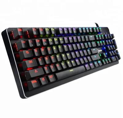 HEYYBIT HB-104GKB-001 - RGB Metal Gaming Mechanical Keyboard with Blue Shaft and Bac