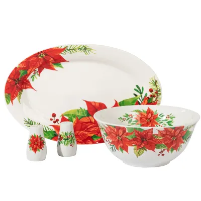 Gibson 80614.04RR - Gibson Home 4 Piece Ceramic Serving Set in White With Poinse