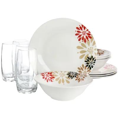 Gibson 135397.12 - Gibson Everyday Osaka Blossom 12-Piece Dinnerware Set