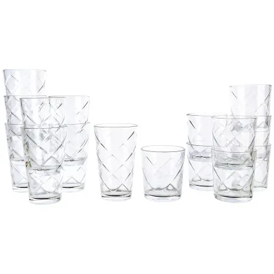Gibson 141409.16 - Gibson Home 16 Piece Lattice Glassware Drinkware Set