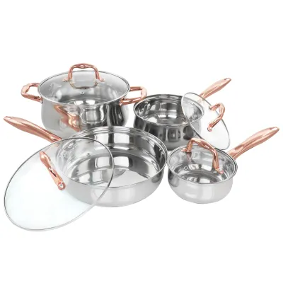 Gibson 128618.08 - Gibson Home Bransonville 8 Piece Cookware Set - ChromeBronze