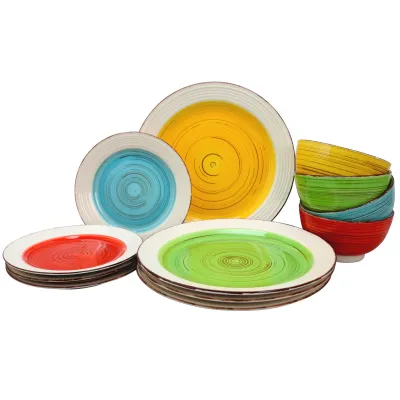 Gibson 116932.12 - Gibson Home Confetti Band 12-Piece Ceramic Dinnerware Set