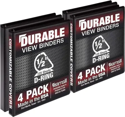 Samsill MP46410 - Samsill Durable 0.5 Inch Binder, Made in the USA, D Ring Bin
