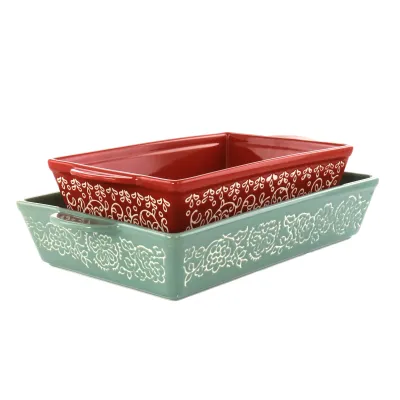Laurie Gates 136569.02 - Laurie Gates Tierra Stoneware Baker Set - 2 Piece in Mint & 