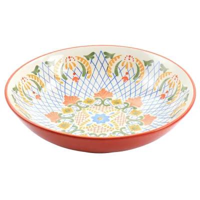Laurie Gates 130973.01RR - Laurie Gates Tierra 10.5 Inch Hand Painted Pasta Bowl - Red