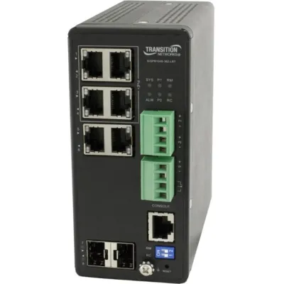 Transition Networks SISPM1040-362-LRT - MANAGED HARDENED POE+ SWITCH, (2) 101001000BASE-T POE+ PORTS